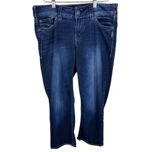 Silver‎ Jeans Co Suki Mid Capri Dark Wash Blue Stretch Denim Jeans W31 L22.5